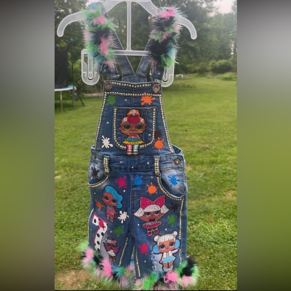 Custom kids denim overalls!